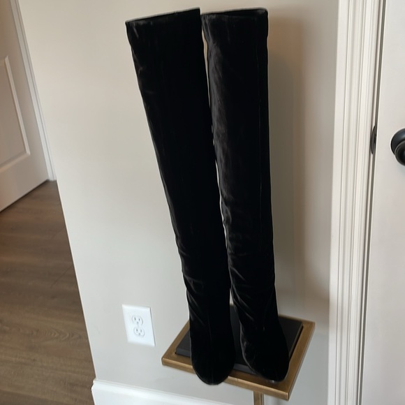 Alberta Ferretti Velvet Black Tall Boots - Picture 9 of 16